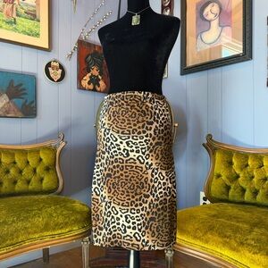 Vintage Y2K Esmoda USA Leopard Print Skirt Size M/L